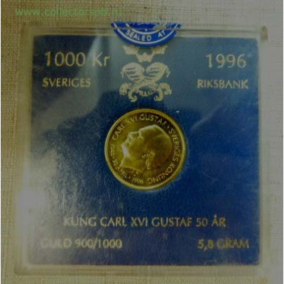 Монета 1000 крон 1996 год Швеция. Золото.